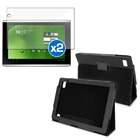 eForCity For Acer A500 Tablet Black Stand Leather Cover Skin Case+2 