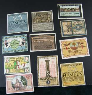 Lot of 11 German Emergency Notgeld Paper Money 1920s  