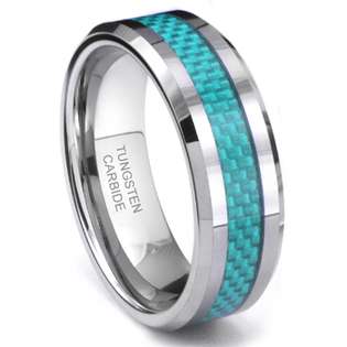   Blue Aquamarine Carbon Fiber Wedding Band Ring Size 6 14  Titanium Kay