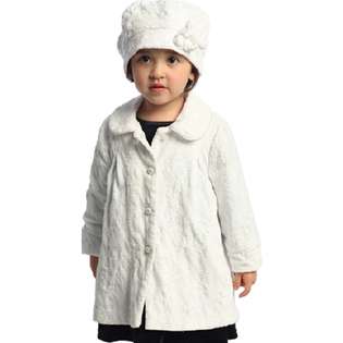   Angles Garment Toddler Girls White Embossed Swing Coat Hat Set 3T