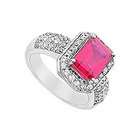   GF Bangkok Ruby and Cubic Zirconia Ring  10K White Gold   3.25 CT TGW