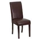   Furniture Brown Leather Parsons Chair with Mahogany Finished Legs