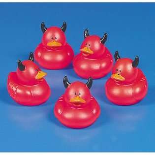   12 Mini Red Devil Rubber Duckie Ducky Duck Party Favors 