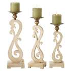 CC Home Furnishings Set of 3 Cream Colored Standing Scroll Pillar 