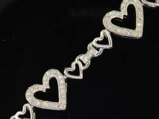  WHITE GOLD FINISH 0.60 CT HEART LOVE DIAMOND LINK TENNIS BRACELET 