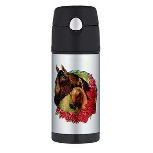 Artsmith Inc Thermos Travel Water Bottle Horse And Roses 