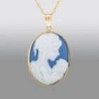 Porcelain Mother and Her Child Cameo Pendant in 10k Gold