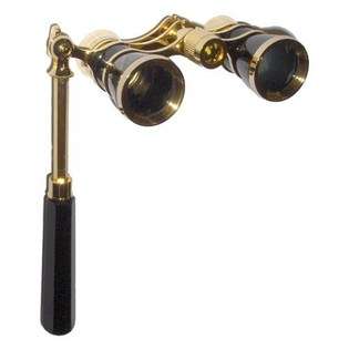 HQRP Opera Glasses / Binoculars Black with Gold Trim w/ Built In 