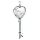 PicturesOnGold 14k White Gold I Love You Key Heart Locket, Solid 