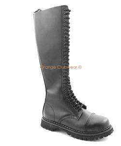 DEMONIA Mens Leather Knee High Combat Steel Toe Boots  