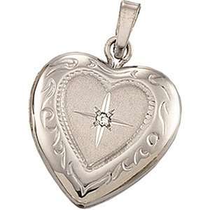   Gold 13.50X12.75 mm Heart Shaped Locket W Diamond CleverEve Jewelry