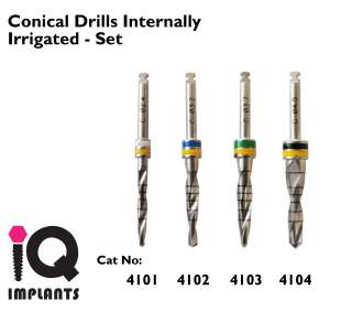 Conical Drills Internally Irrigated. Dental Implant  