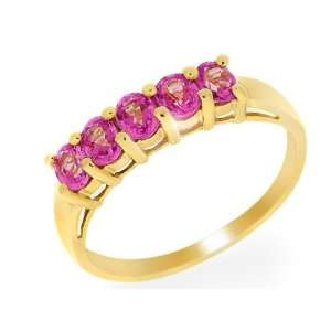  9ct Yellow Gold Pink Topaz Ring Size 9 Jewelry