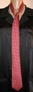 HERMES/ 7062TA SILK BELTS AND HORSE BITS TIE RED BLUE 