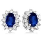 Allurez Oval Blue Sapphire and Diamond Accented Earrings 14k White 