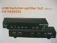 HDMI 3x2 Splitter Switch 3 In 2 Out HD 1080p HDCP V1.3b  