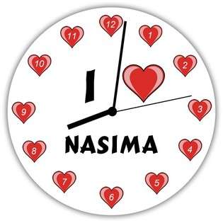 Hardboard Wall Clock with I Love Nasima  SHOPZEUS For the Home Wall 