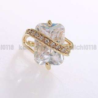  18K Gold Plated Big Clear CZ Ring ML0175  
