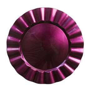 PURPLE ROUND RUFFLED CHARGER PLATES 8 PIECE SET NEW  