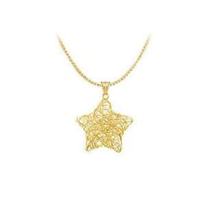  14K Yellow Gold Wire Star Pendant Jewelry