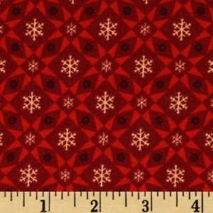  44 Wide Santas Workshop Snowflake Stars Red Fabric By 