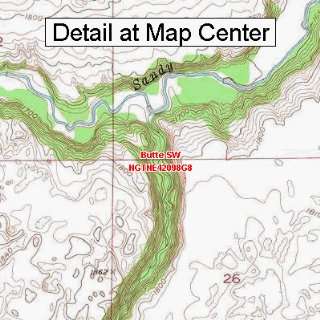   Topographic Quadrangle Map   Butte SW, Nebraska (Folded/Waterproof