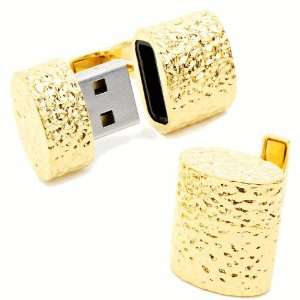  Hammered Gold Oval USB James Bond 007 Spy Cufflinks Cuff 