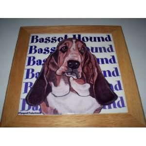  Basset Hound Dog Ceramic/Pine 8x8 Tile Trivet Everything 