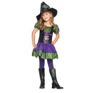   Witch,belted peasant dress and witch hat PURPLE/NGRN/BLK 