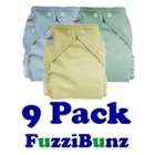 FuzziBunz Perfect Size Diapers with Free Hemp Inserts 9 Pack
