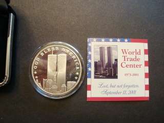 WORLD TRADE CENTER 1973 2001 ONE TROY OZ. SILVER MEDAL  