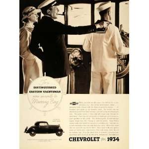  1934 Ad Chevrolet Car Yacht Master Six Sport Coupe Sail 