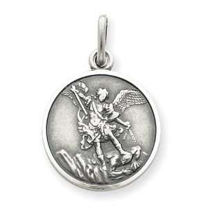  Sterling Silver Antiqued Saint Michael Medal Jewelry