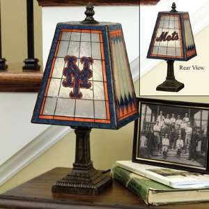    New York Mets Art Glass Table Lamp Memorabilia.