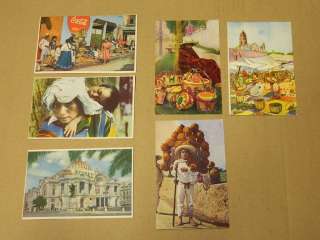 1948 LOT OF 6 MEXICO POSTCARD, COCA COLA ADVERTISING PICTURES  