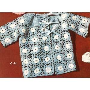 Vintage Crochet PATTERN to make   Baby Crocheted Motif Sacque Sweater 