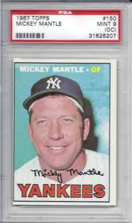 1967 Topps, #150 Mickey Mantle HOF Yankees, PSA 9 OC MT  