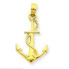FindingKing 14K Gold Wing Shield Anchor Pendant