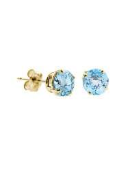 CT Blue Topaz Stud Earrings 14k Yellow Gold (I1 I2 Clarity)