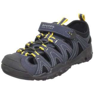 Sperry Top Sider Kids Wet Tech Fisherman Sandal,Navy/Yellow,3 M 