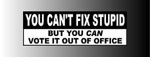 Anti Obama You Cant Fix Stupid Bumper Sticker Decal  