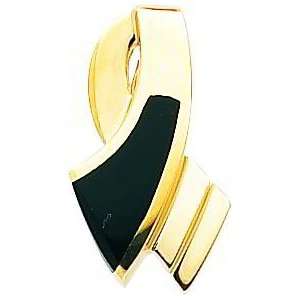  14K Yellow Gold Fancy Onyx Slide Pendant Jewelry New G Jewelry