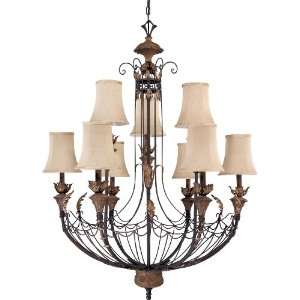   Tier 9 Light Chandelier with Maple Wood Shades