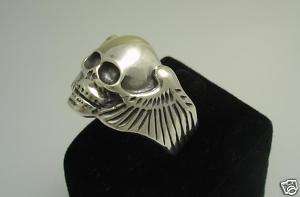 Silver Sterling ring skull Biker Chopper Gothic rock  