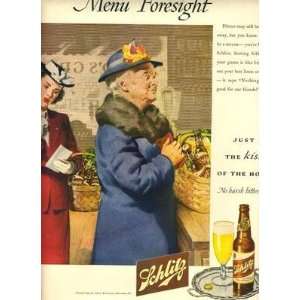 Schlitz Beer Grandma Full Page Magazine Ad 1946