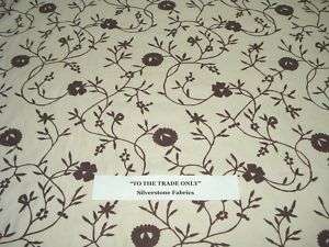 14 7/8 India Cotton Crewel Floral Upholstery Fabric EN3  