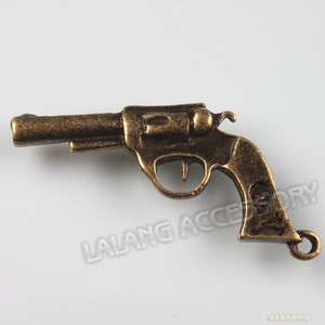 20x New Antique Bronze Revolver Gun Charm Pendants G257  