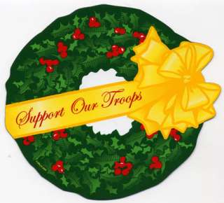 Support Our Troops Christmas Holiday Wreath Car Magnet  
