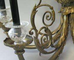 Vintage & Large French Solid Brass Wall Sconce Lamp c. 1940  