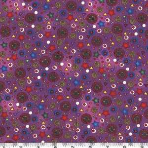  45 Wide Color Vortex Stars Purple Fabric By The Yard 